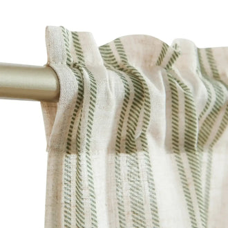 Twill Striped Linen Blend Rod Pocket Kitchen Curtains - Jinchan Home