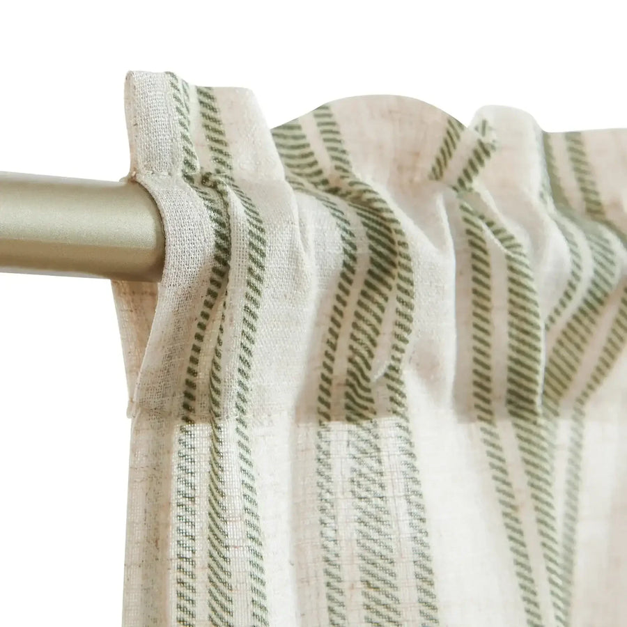 Twill Striped Linen Blend Rod Pocket Kitchen Curtains - Jinchan Home