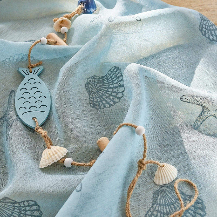 Starfish & Seashell Coastal Sheer Curtains - Jinchan Home