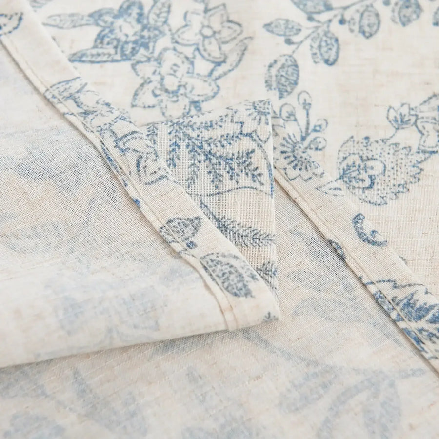 Vintage Scrollwork Floral Linen Kitchen Curtains - Jinchan Home