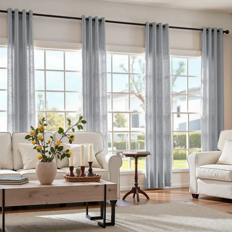 Solid Color Linen Blend Grommet Curtains - Jinchan Home