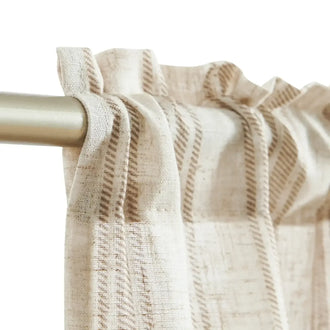 Twill Striped Linen Blend Rod Pocket Kitchen Curtains - Jinchan Home