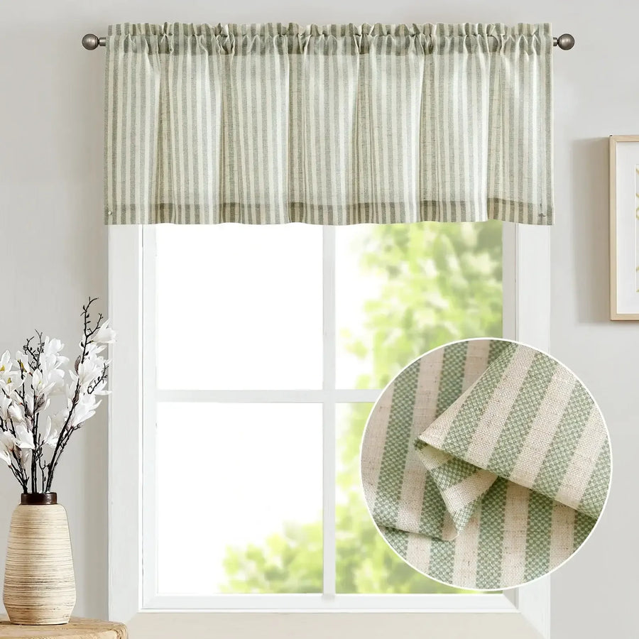 Linen Vertical Stripe Valance - Jinchan Home