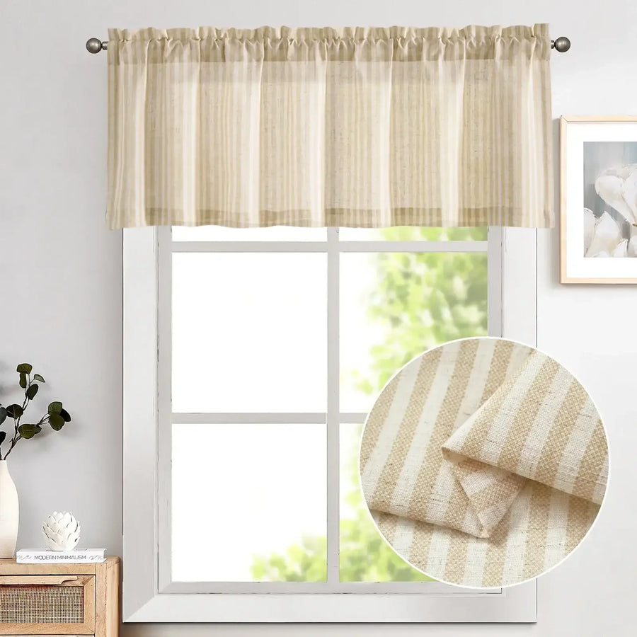 Linen Vertical Stripe Valance - Jinchan Home