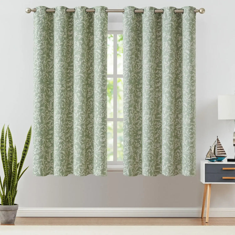Vintage Scrollwork Damask Curtains - Jinchan Home