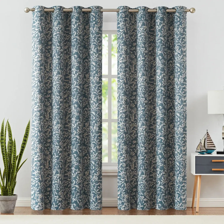 Vintage Scrollwork Damask Curtains - Jinchan Home