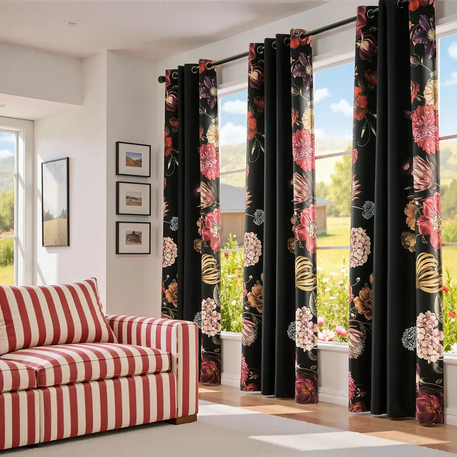 Hannah Vintage Floral Blackout Curtains - Jinchan Home