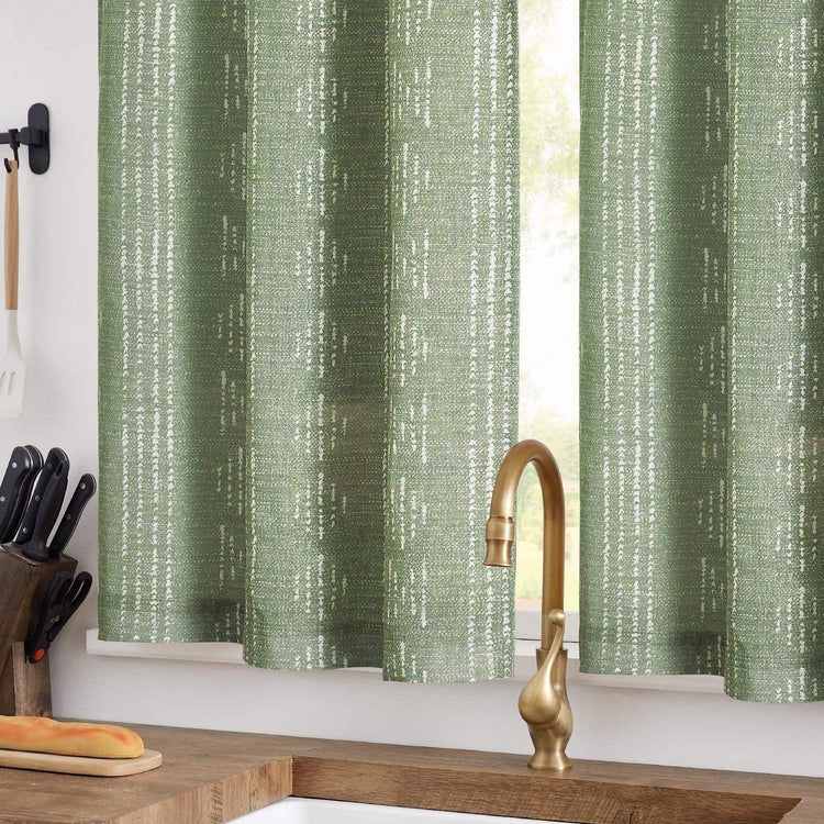 Boho Striped Pattern Linen Blend Kitchen Curtains - Jinchan Home
