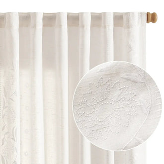 Hydrangea Embroidered Linen Curtains - Jinchan Home
