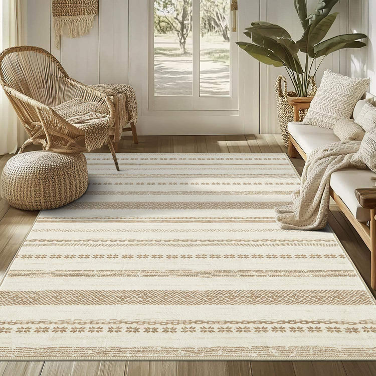 Boho Multi-Striped Geometric Area Rug - Jinchan Home