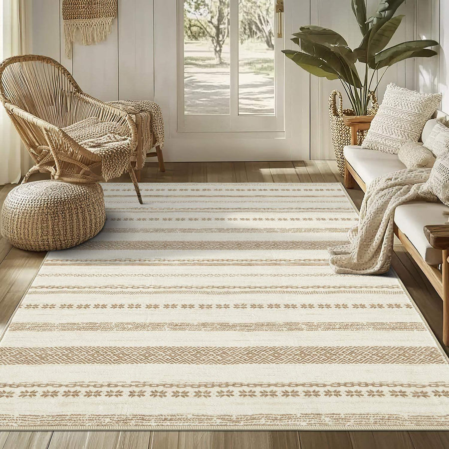 Boho Multi-Striped Geometric Area Rug - Jinchan Home