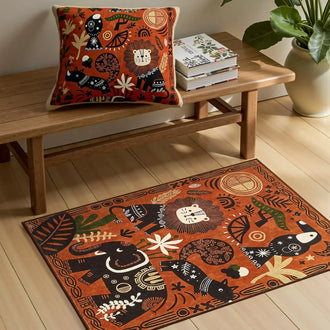 
                    
                      Boho Aesthetic Tropical Animal Doodle Rug - Jinchan Home
                    
                  