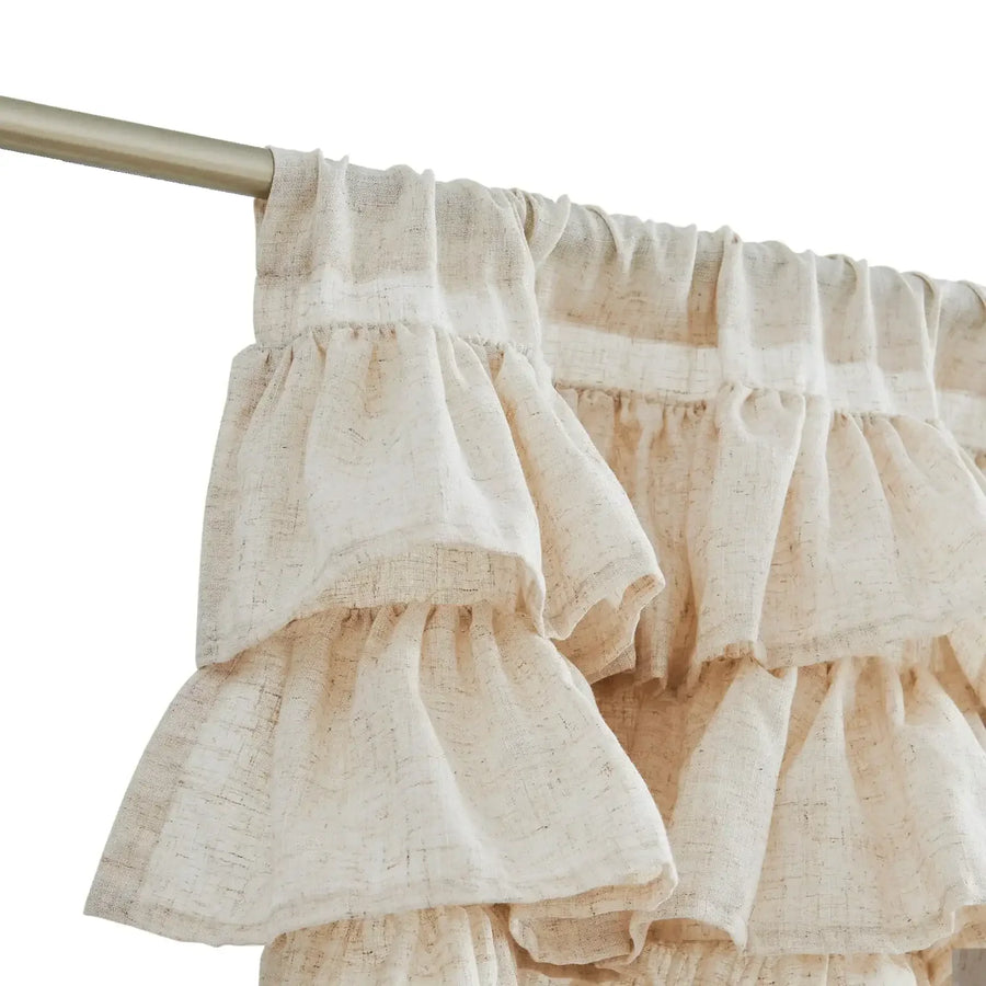 Layered Linen Ruffle Window Valance - Jinchan Home