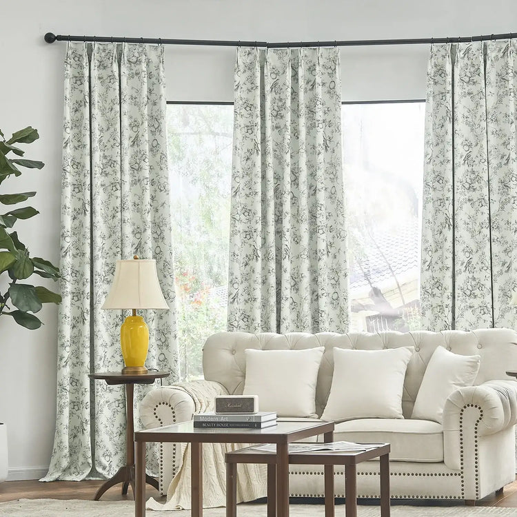 Botanical Birds Jouy Curtains - Jinchan Home