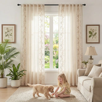 
                    
                      Embroidered Vine Linen Blend Curtains - Jinchan Home
                    
                  