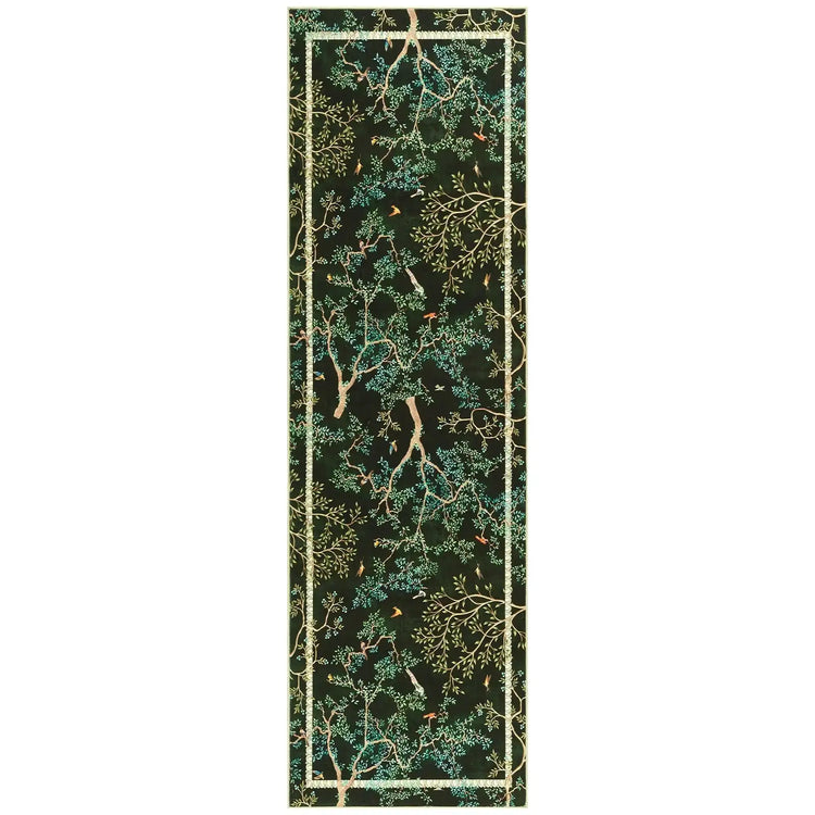 Branches & Birds Botanical Print Area Rug - Jinchan Home