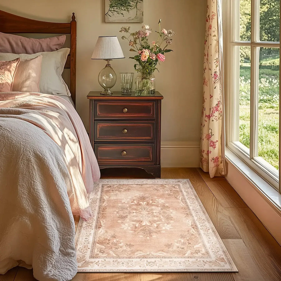Soft Vintage Acanthus Floral Scrollwork Rug - Jinchan Home