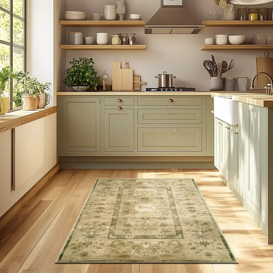 Vintage Floral Border Area Rug - Jinchan Home