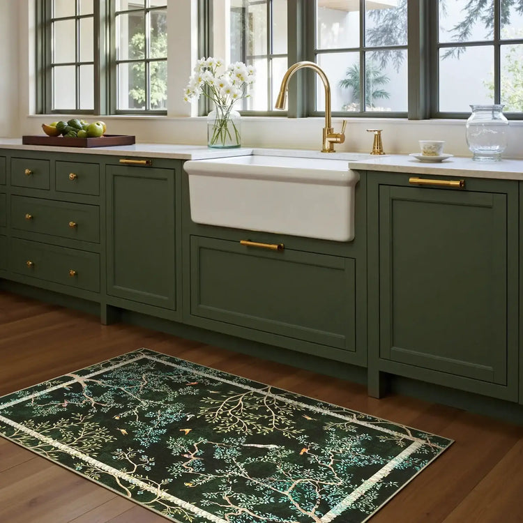 Branches & Birds Botanical Print Area Rug - Jinchan Home