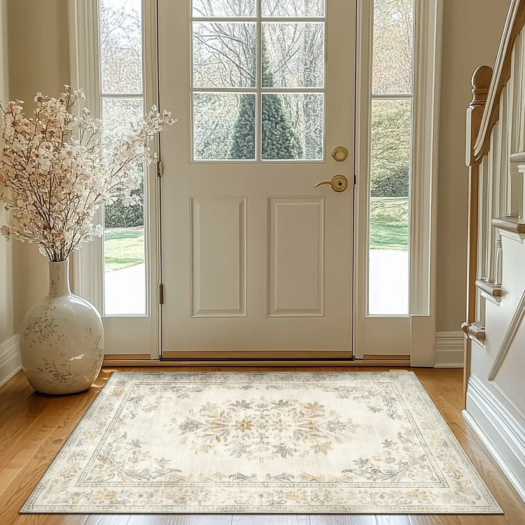 Soft Vintage Acanthus Floral Scrollwork Rug - Jinchan Home