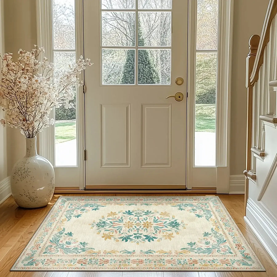 Soft Vintage Acanthus Floral Scrollwork Rug - Jinchan Home