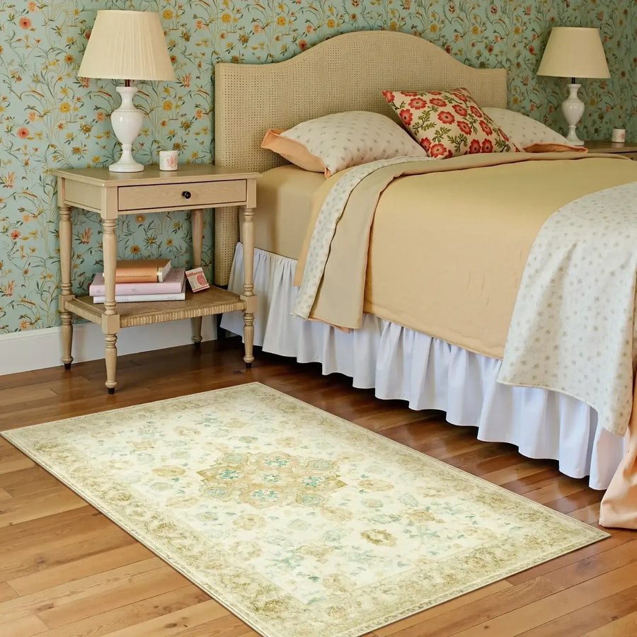 Soft Vintage Medallion Area Rug - Jinchan Home