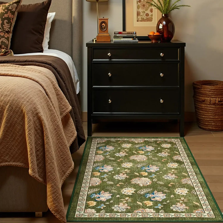 Vintage Floral Butterfly Botanical Area Rug - Jinchan Home