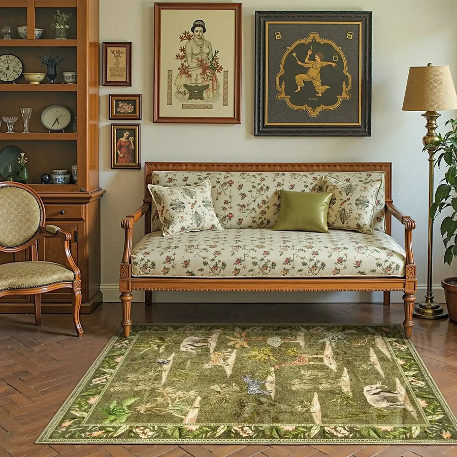 Vintage Safari Jungle Animal Area Rug - Jinchan Home