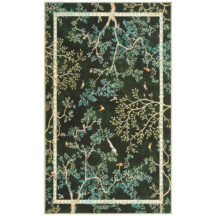 Branches & Birds Botanical Print Area Rug - Jinchan Home