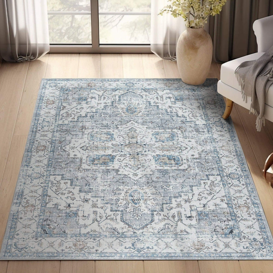 Vintage Persian-Style Distressed Area Rug - Jinchan Home