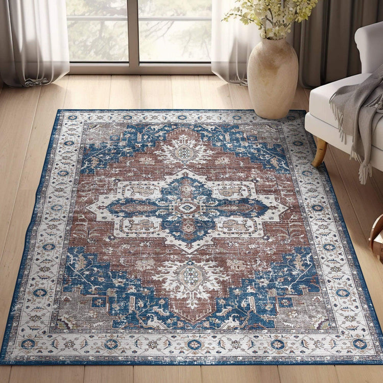 Vintage Persian-Style Distressed Area Rug - Jinchan Home