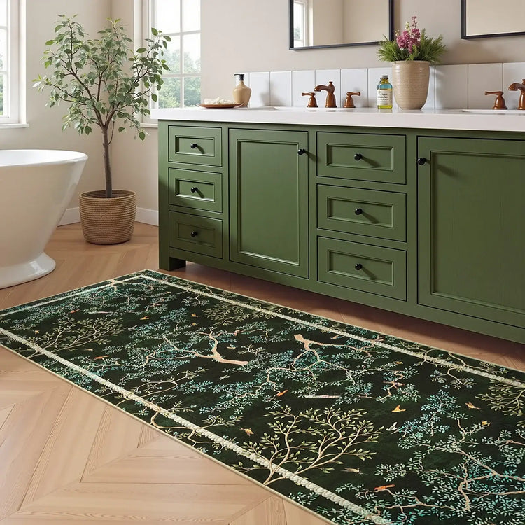 Branches & Birds Botanical Print Area Rug - Jinchan Home