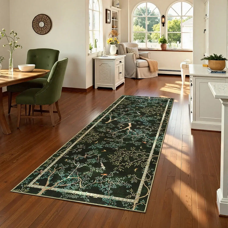 Branches & Birds Botanical Print Area Rug - Jinchan Home