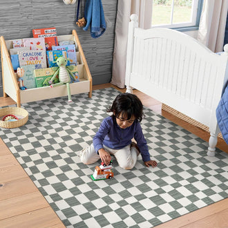 Modern Checkered Geometric Area Rug - Jinchan Home
