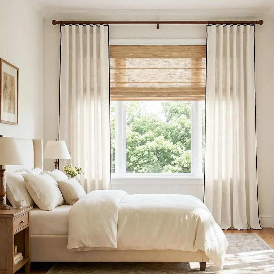 French Border Linen Blend Curtains - Jinchan Home
