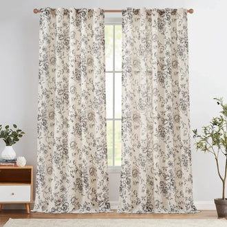 
                    
                      Peony Print Linen Blend 3-in-1 Curtains - Jinchan Home
                    
                  