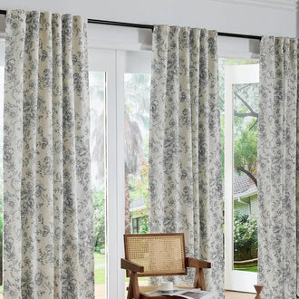 
                    
                      Linen Blend Floral Blackout Curtains - Jinchan Home
                    
                  