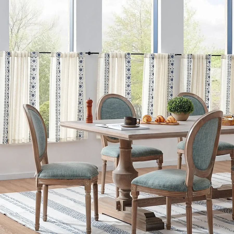 Floral Embroidered Linen Blend Kitchen Curtains - Jinchan Home
