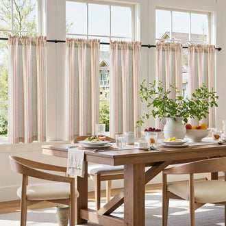
                    
                      Colorful Striped Linen Wood Ear Edge Kitchen Curtains - Jinchan Home
                    
                  