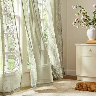
                    
                      Boho Sheer Bordered Floral Embroidered Curtains - Jinchan Home
                    
                  