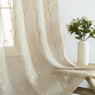 
                    
                      Leaf Embroidered Sheer Curtains - Jinchan Home
                    
                  