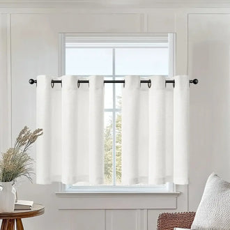 
                    
                      Solid Color Linen-Blend Grommet Kitchen Curtains - Jinchan Home
                    
                  