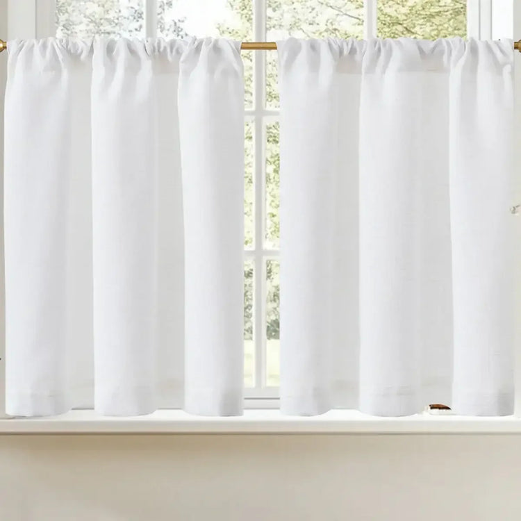 Light Solid Lined Kitchen Curtains - Jinchan Home