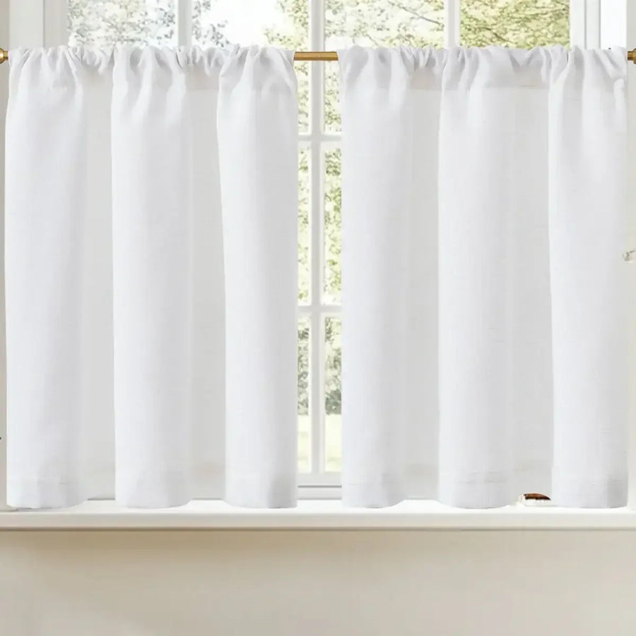 Light Solid Lined Kitchen Curtains - Jinchan Home