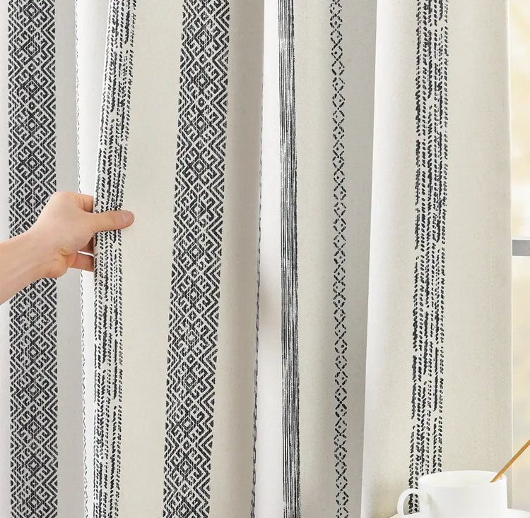 Boho Geometric Jacquard Curtains - Jinchan Home