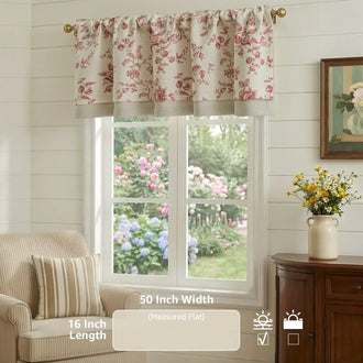 
                    
                      Vintage Rose Print Linen-Blend Rod Pocket Valance - Jinchan Home
                    
                  