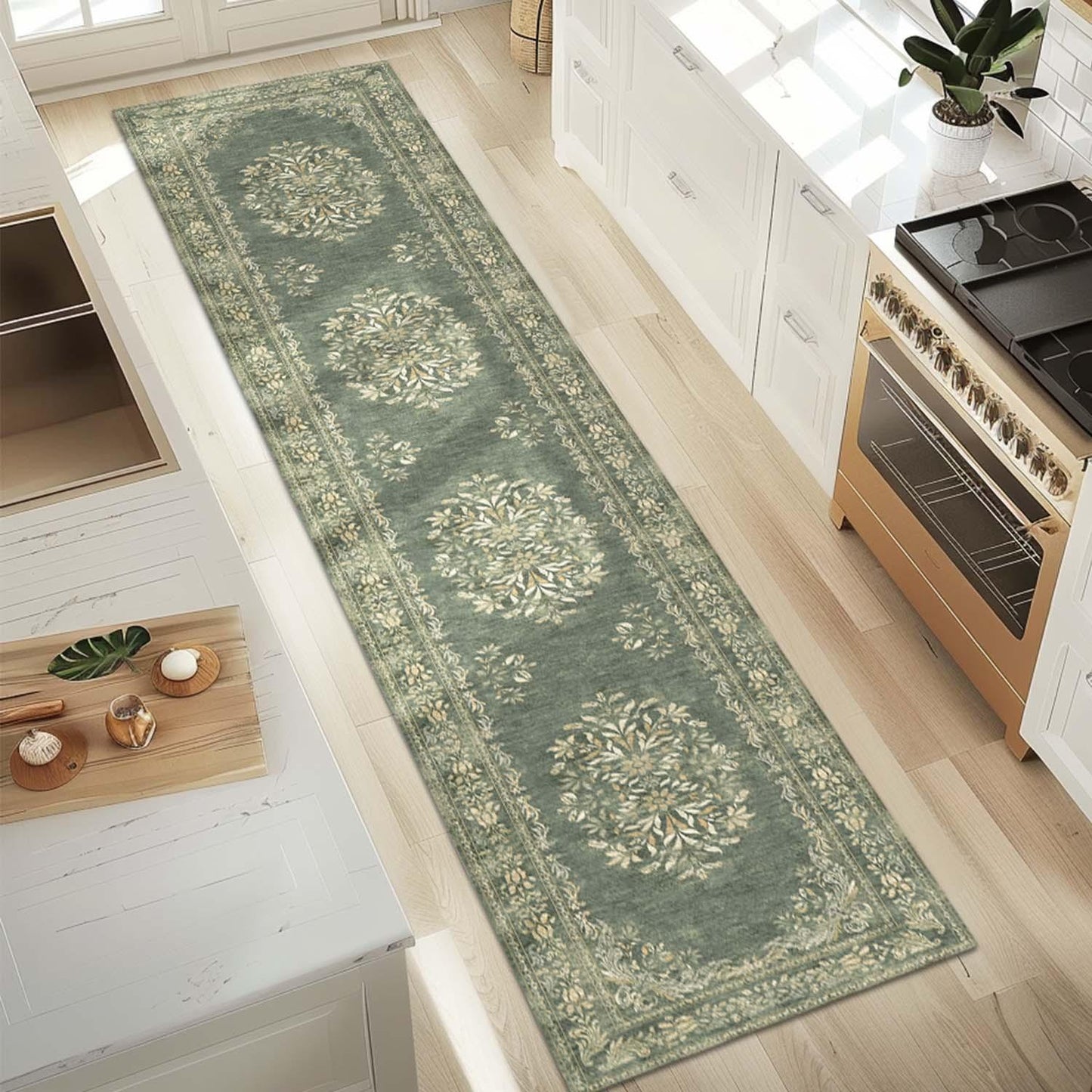 Soft Vintage Acanthus Floral Scrollwork Rug - Jinchan Home