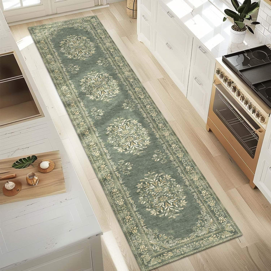 Soft Vintage Acanthus Floral Scrollwork Rug - Jinchan Home