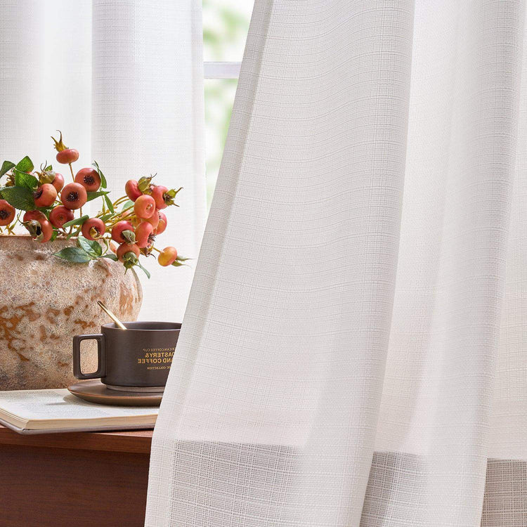 Solid Linen Textured Grommet Curtains - Jinchan Home