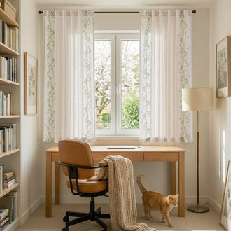 
                    
                      Embroidered Vine Linen Blend Curtains - Jinchan Home
                    
                  